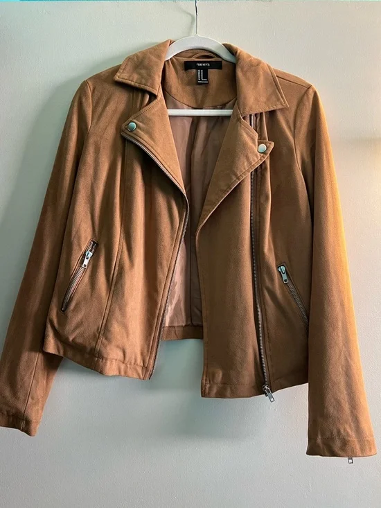 F21 tan faux suede jacket - Picture 1 of 3